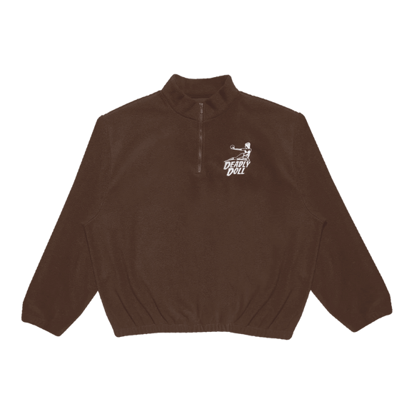 brauner Fleece-Reißverschluss