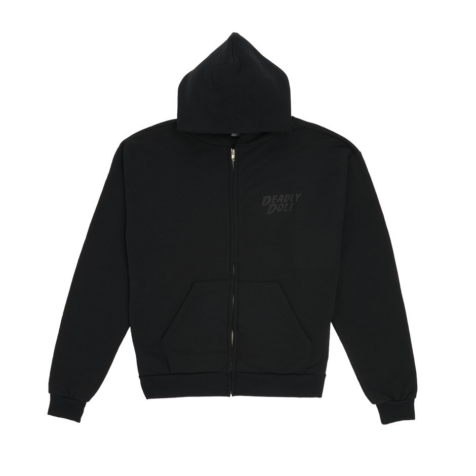 black on black zip-up