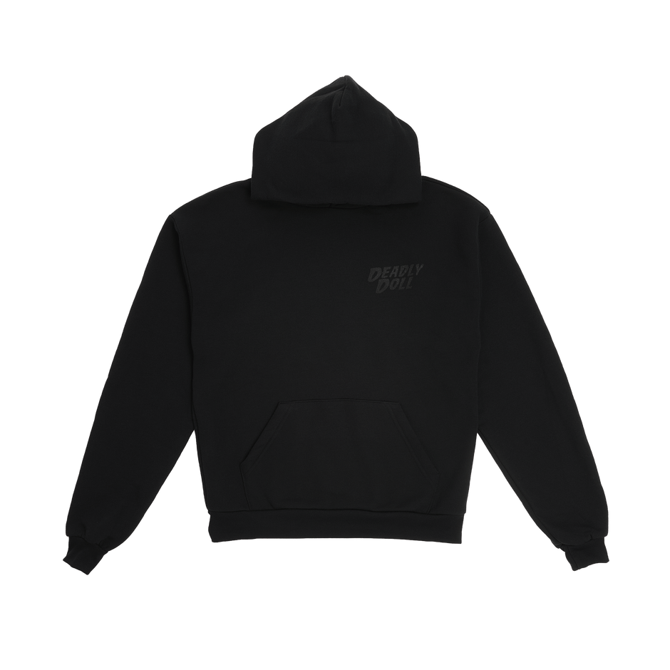 black on black hoodie
