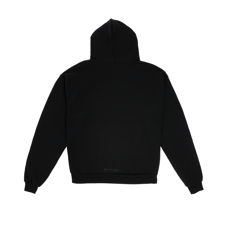 black on black hoodie