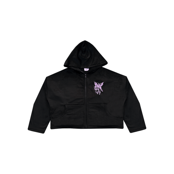 garg velour cropped zip up