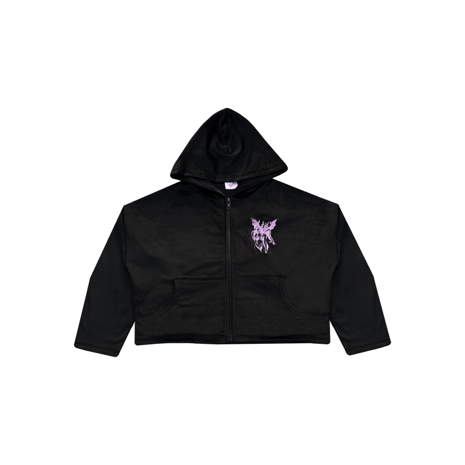 garg velour cropped zip up