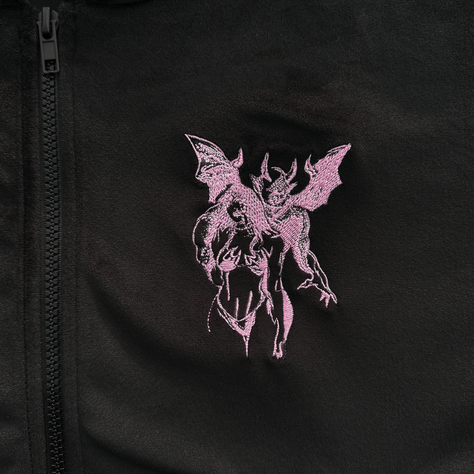 garg velour cropped zip up